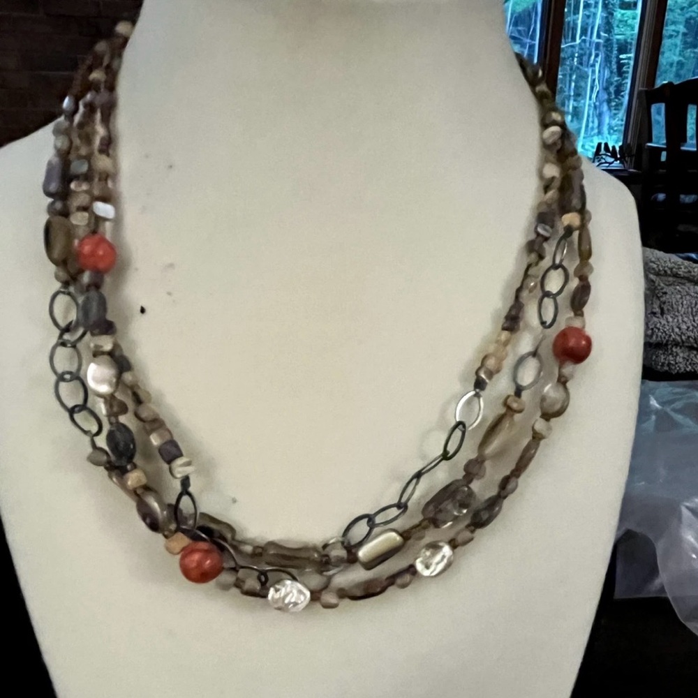 Silpada N1563 Abalone Shell & Coral Beaded Necklace